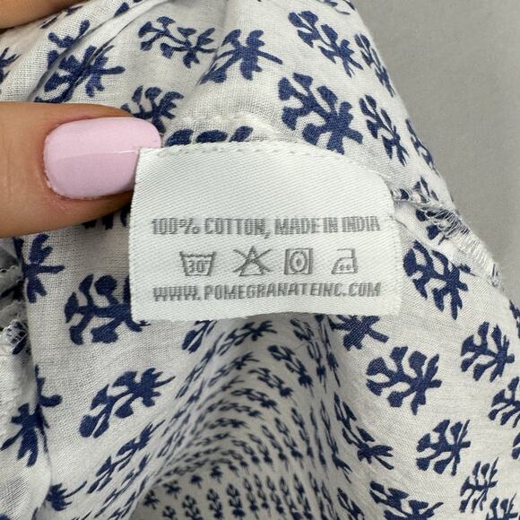 House of Pom Womens Dress XS White 100% Cotton Printed Beachy Cover Up Resort - Picture 11 of 11